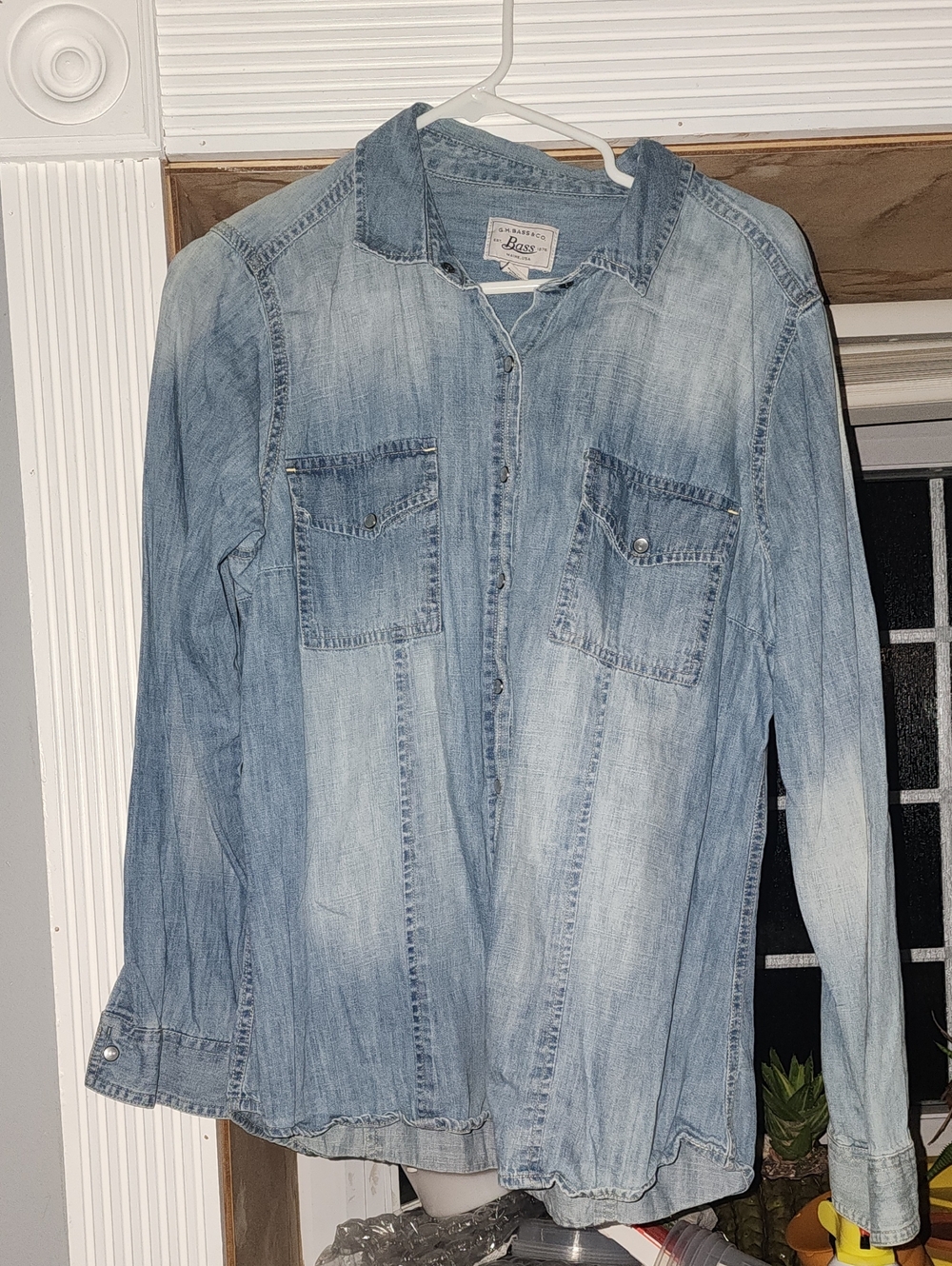 Bass Light Blue Washed Denim Button-Up Shirt